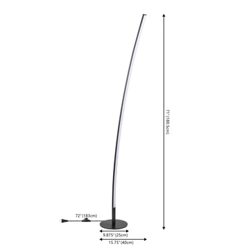 Malthe 71" Modern Contemporary Aluminum/Iron Arc Integrated LED Floor Lamp - JONATHAN Y